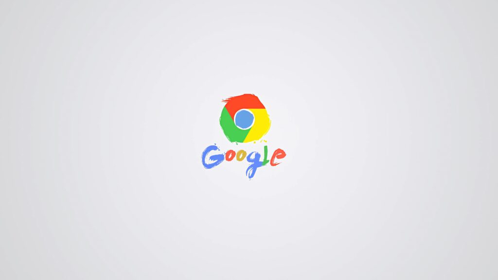 Minimalist Google Chrome logo wallpaper with hand-painted brushstroke style and colorful text