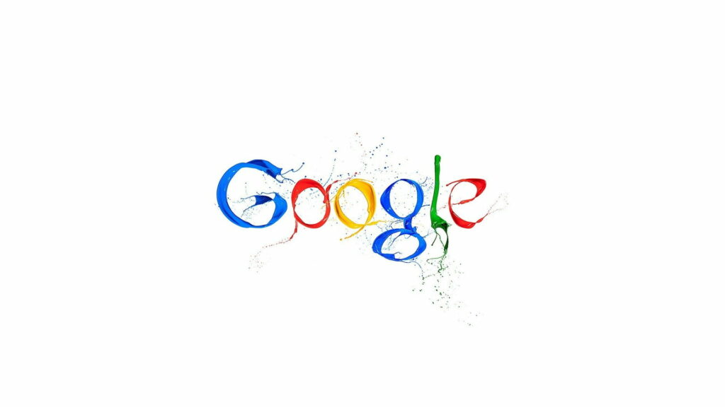 Vibrant Google logo wallpaper with colorful paint splash text on white background desktop art