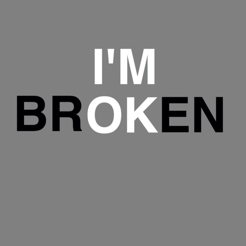 Minimalist Gray Wallpaper: I'M BROKEN - Emotive Design Statement