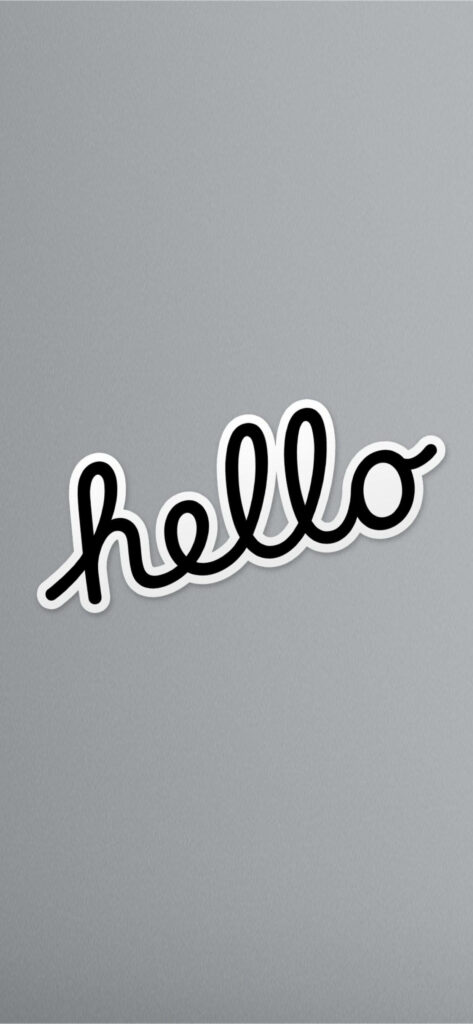 Cursive Hello Wallpaper: Black Greeting on Minimalist Gray Background