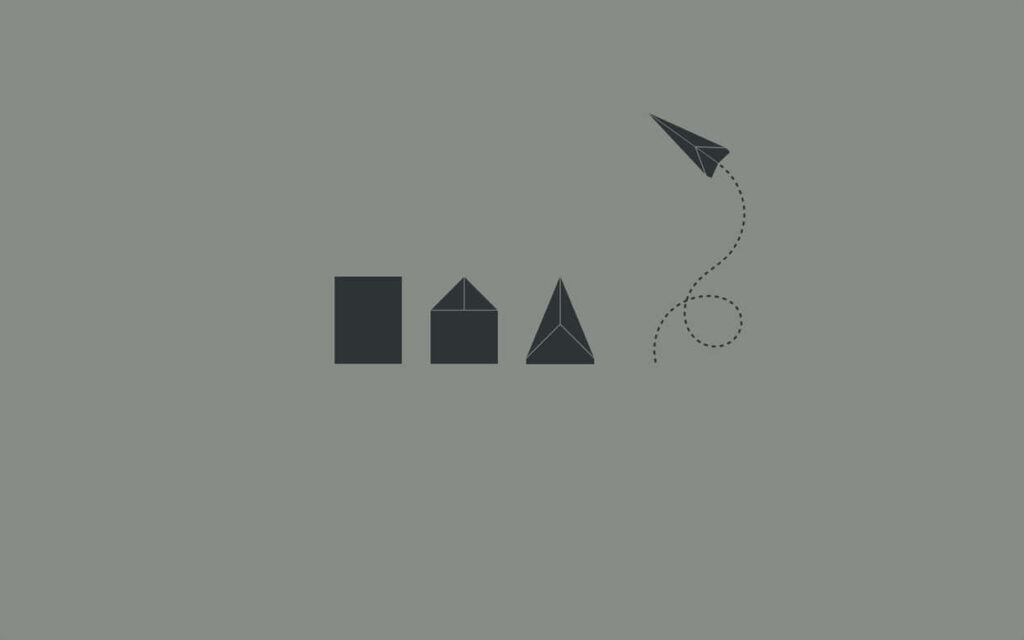 Minimalist Gray Wallpaper with Geometric Shapes & Paper Plane Design