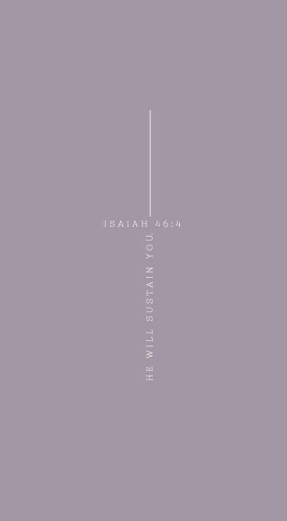 Minimalist Gray Wallpaper with Isaiah 46:4 Cross Design