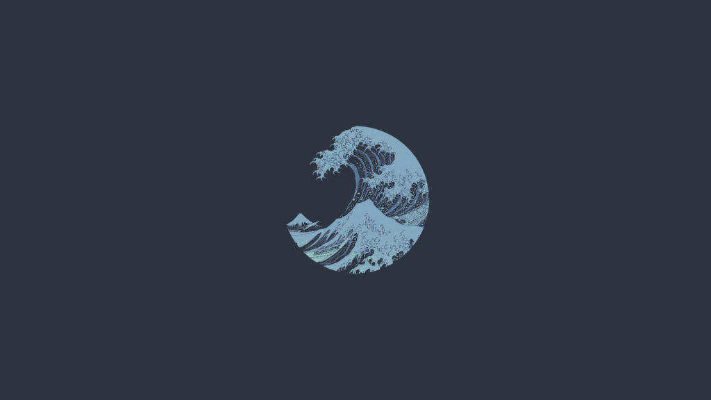 Minimalist Great Wave Off Kanagawa Wallpaper for Laptops