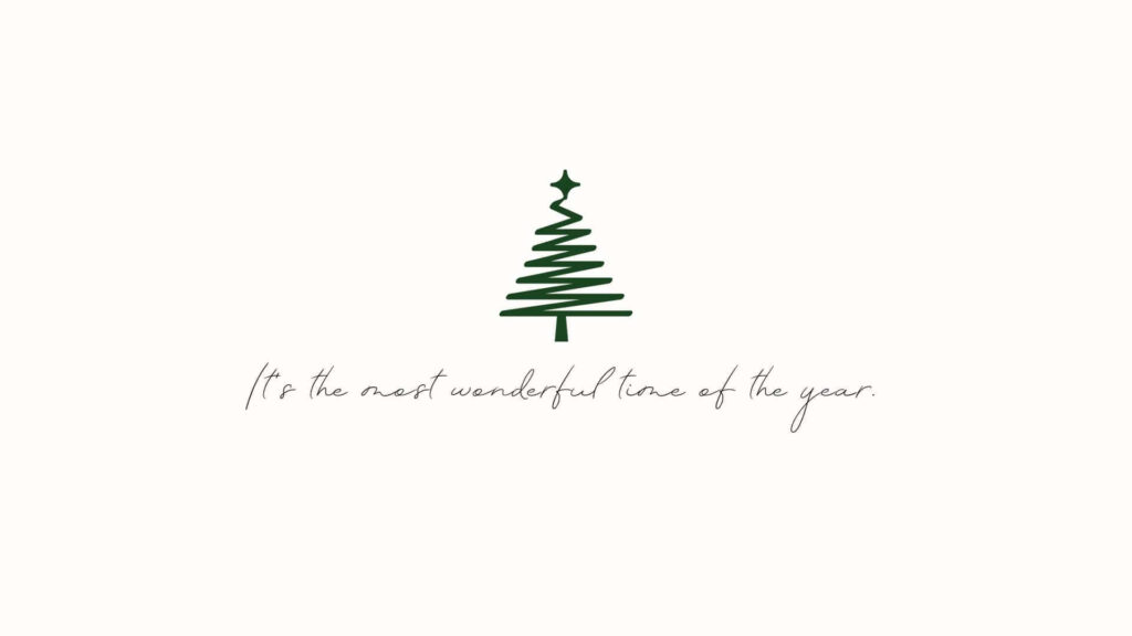 Elegant Minimalist Christmas Tree Wallpaper with Festive Script