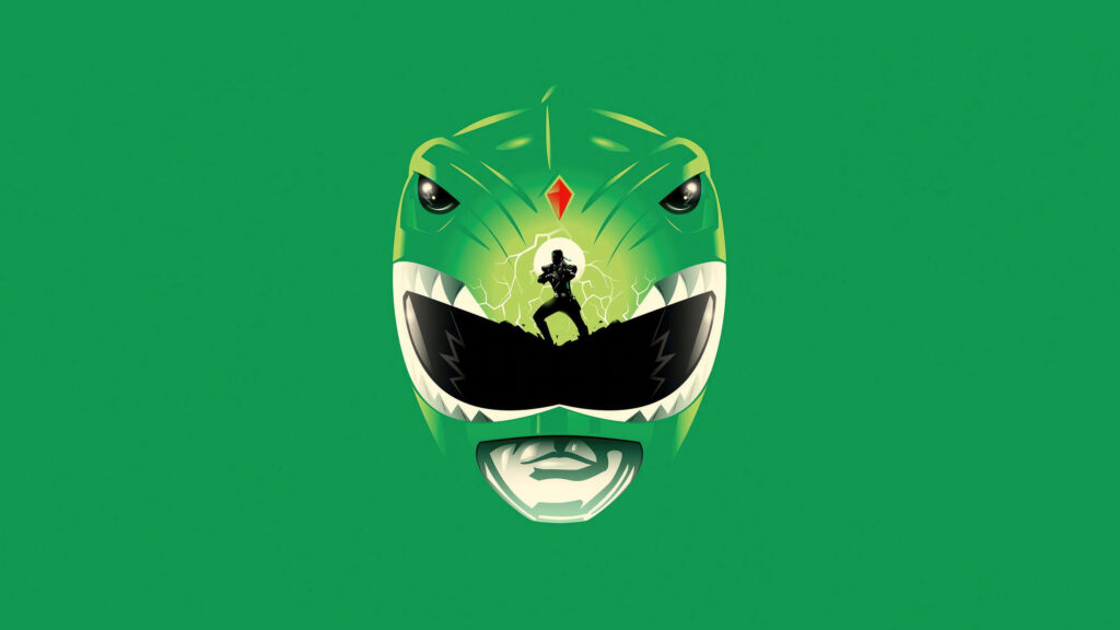 Minimalist Green Dino Wallpaper: Fierce Face & Victorious Silhouette