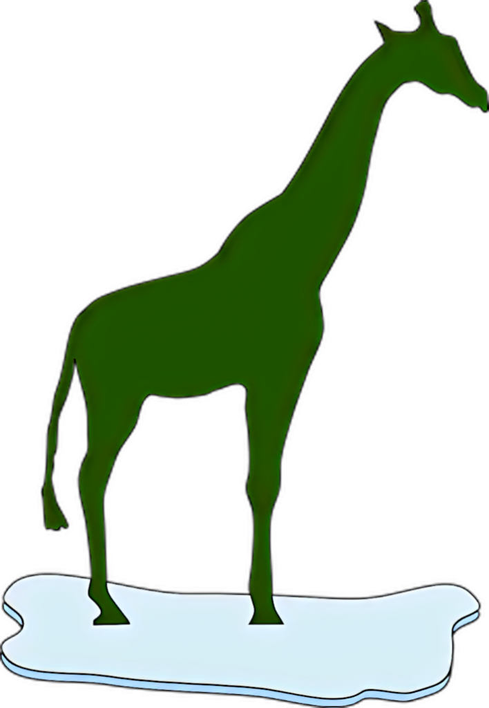 Minimalist Green Giraffe Wallpaper on Light Blue Abstract Background