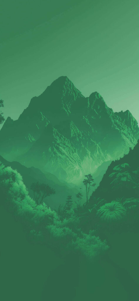 Minimalist Green Mountain Wallpaper - Serene Tranquil Background