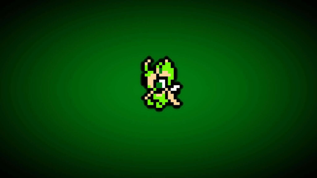 Retro Pixel Art Wallpaper: Green Character on Dark Background