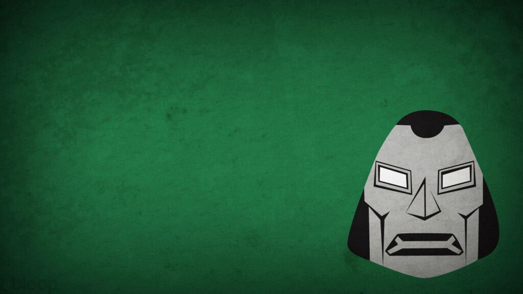 Minimalist Green Wallpaper with Bold Doom Mask Design