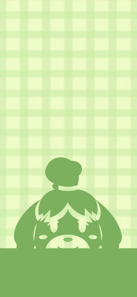Minimalist Green Totoro Wallpaper: Serene Checkered Design