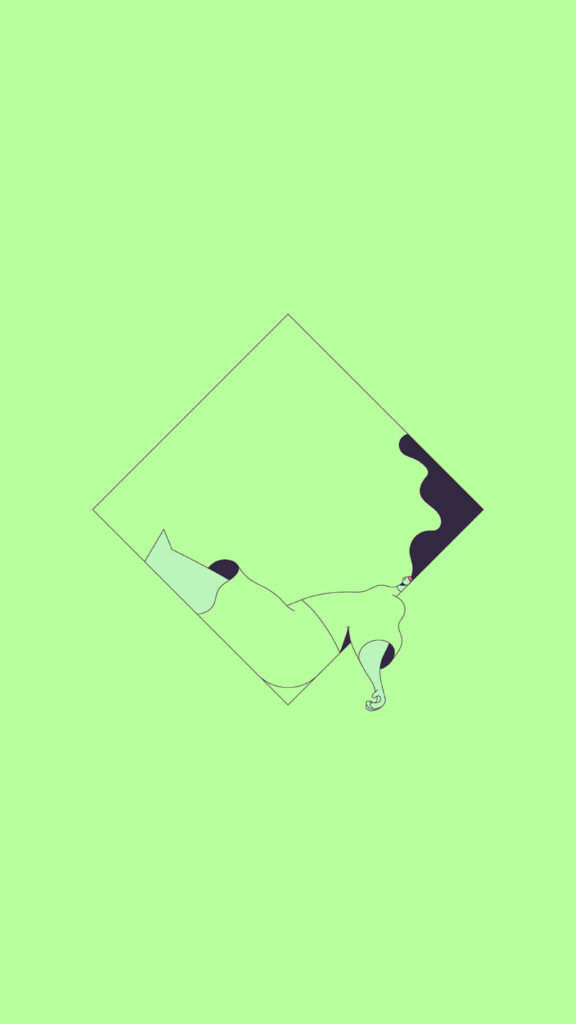 Minimalist Green Wallpaper with Abstract Puzzle Piece in Diamond Frame