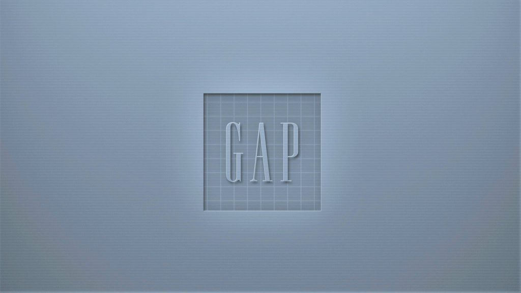 Minimalist Greyish Blue Gap logo wallpaper with recessed square and subtle grid pattern background