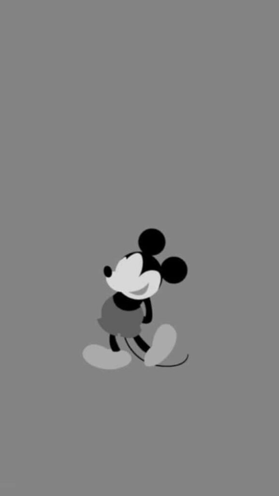 Minimalist Greyscale Mickey Mouse Wallpaper - Stylish Nostalgia