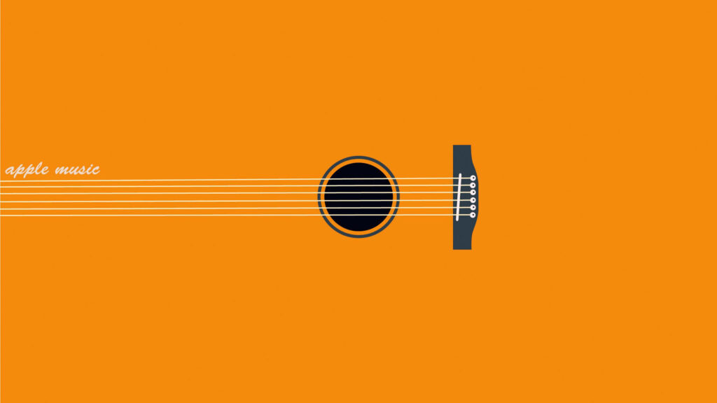 Minimalist Guitar Wallpaper: Clean Lines on Orange Background