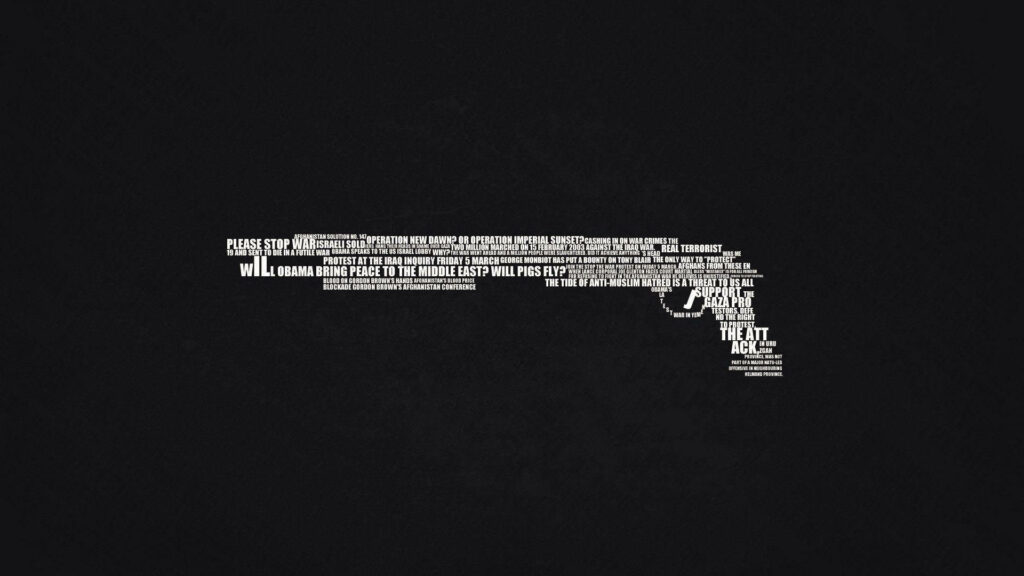 Minimalist Gun-Shaped Text Wallpaper on Black Background