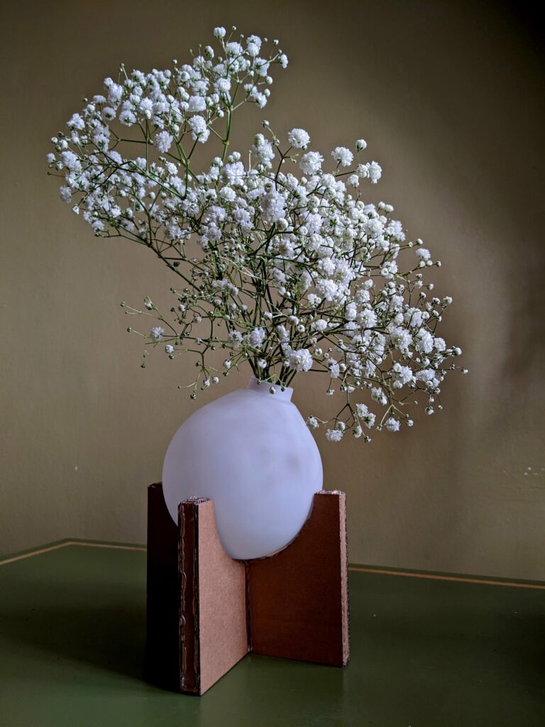 Minimalist Gypsophila Flowers in White Vase - Serene Background Wallpaper