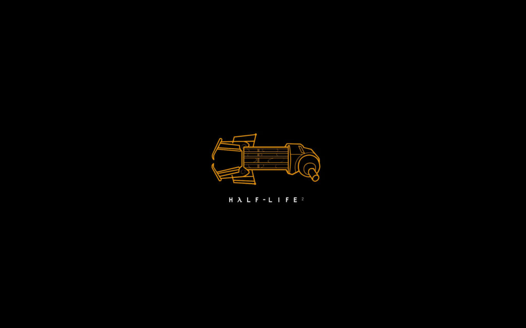 Minimalist Half-Life 2 Weapon Wallpaper on Solid Black Background