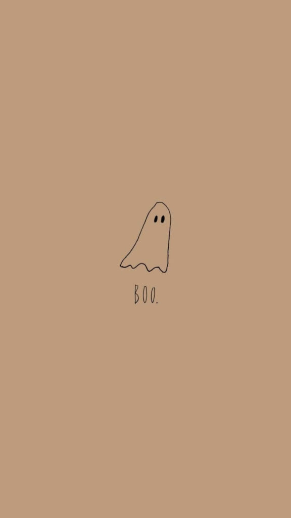 Playful Minimalist Halloween Wallpaper with Cute Hand-Drawn Ghost