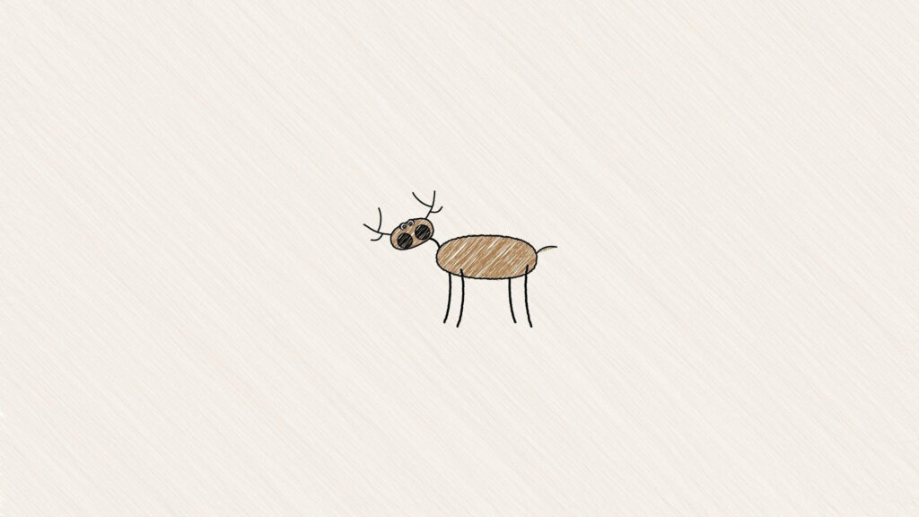 Minimalist Hand-Drawn Brown Animal Wallpaper on Textured Background
