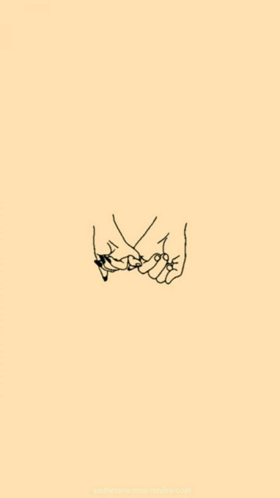 Minimalist Wallpaper: Simple Line Drawing of Linked Pinky Fingers
