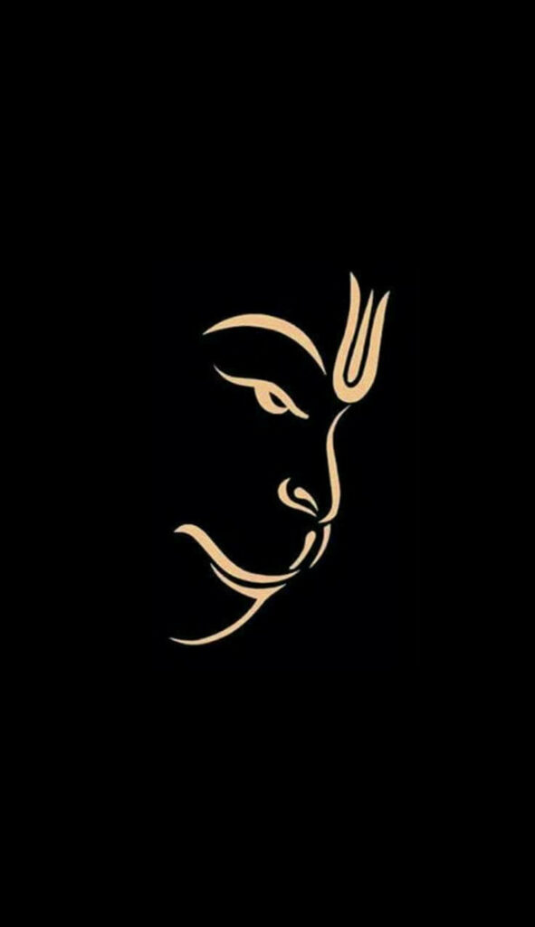 Minimalist Hanuman Wallpaper: Elegant Black Background Design