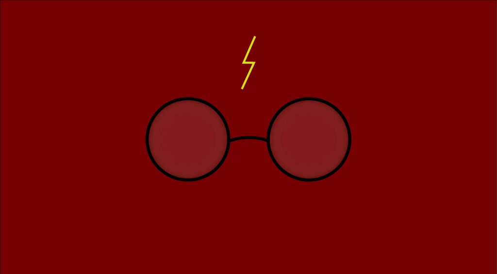 Minimalist Harry Potter Wallpaper: Red Background & Iconic Glasses Design