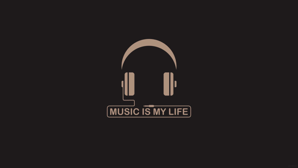 Stylized Headphones Minimalist Wallpaper: Music is My Life Background