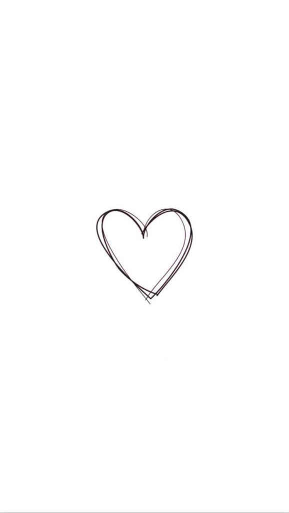 Minimalist Heart Outline Wallpaper: Purity & Love on White Background