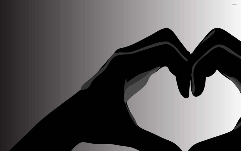 Heart-Shaped Hands Silhouette Wallpaper - Minimalistic Love Background
