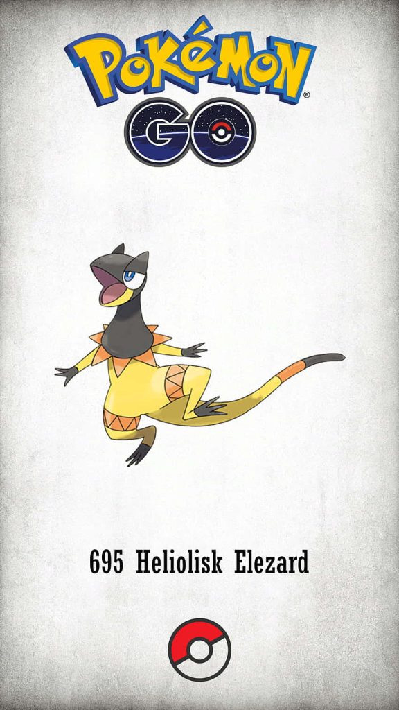 Minimalist Pokémon GO wallpaper of Electric Normal-type Heliolisk on light grey textured background