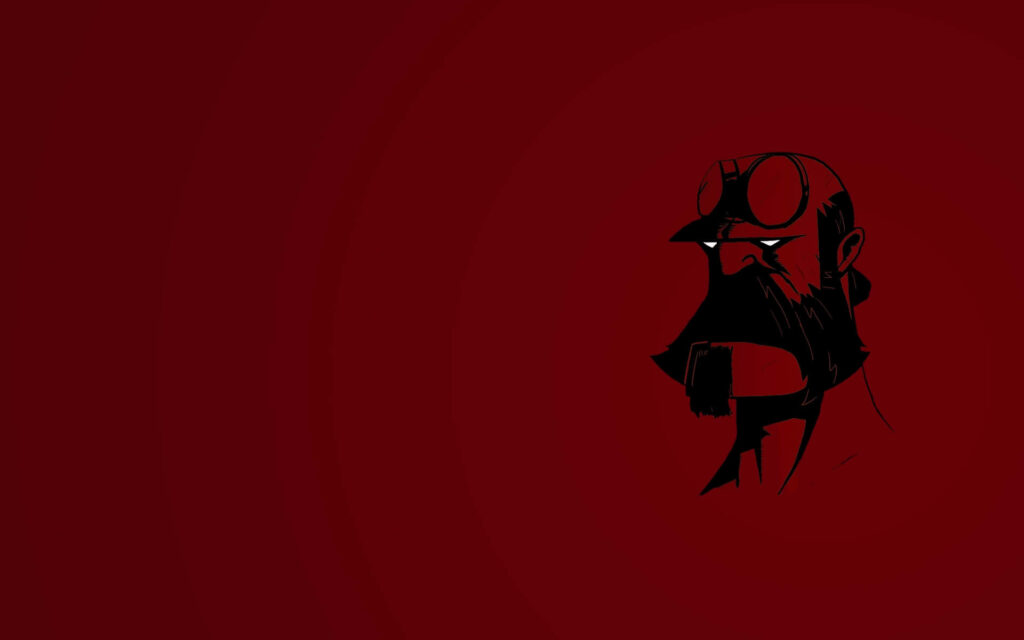 Minimalist Hellboy Wallpaper: Bold Red Background & Distinct Silhouette