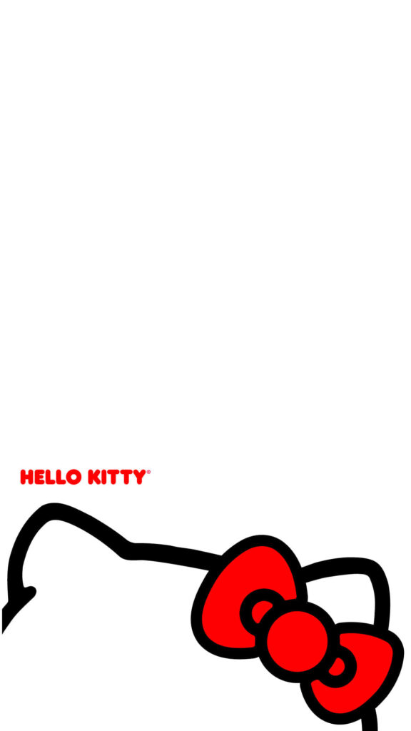 Minimalist Hello Kitty Bow Wallpaper on White Background Design