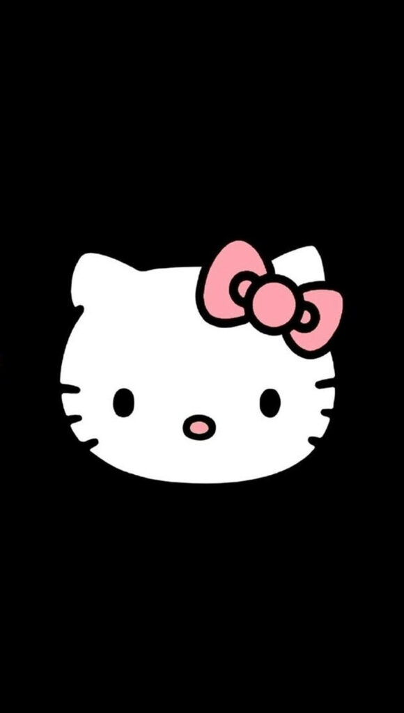 Minimalist Hello Kitty Wallpaper on Solid Black Background
