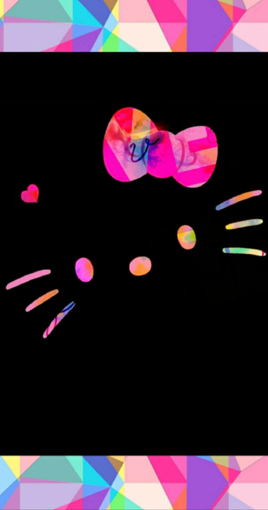 Minimalistic Hello Kitty Neon Wallpaper on Black Background