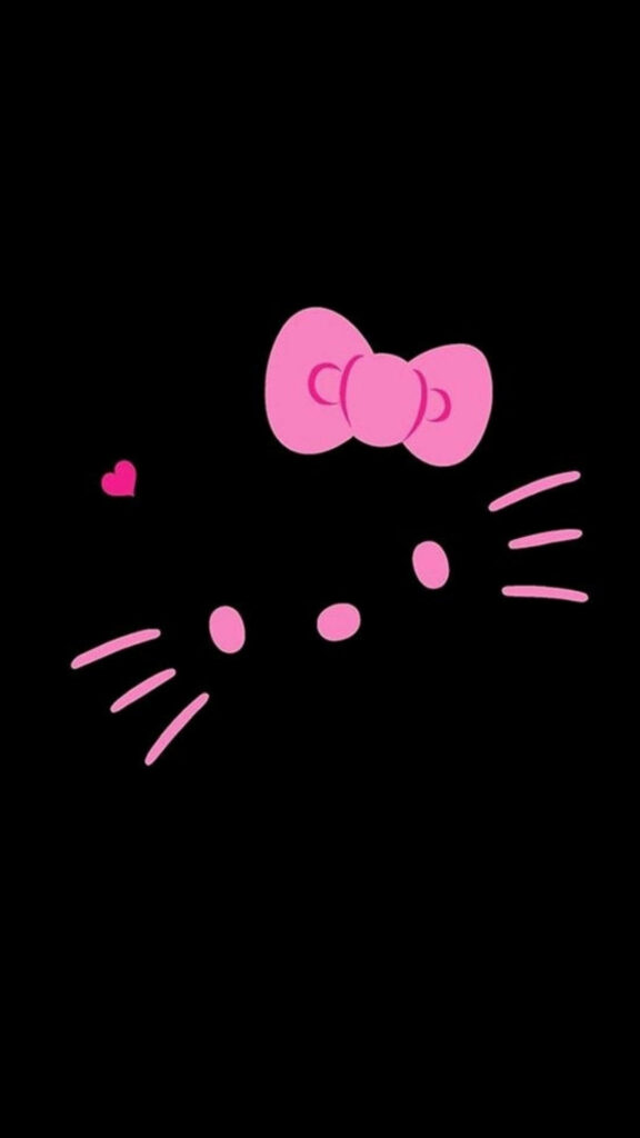 Minimalist Hello Kitty Wallpaper: Cute Design on Black Background