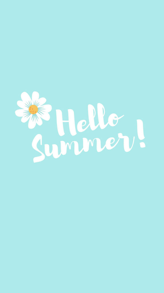 Cheerful Hello Summer Wallpaper: Minimalist Design in Light Blue