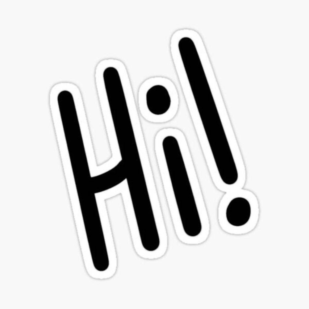 Minimalist white wallpaper with tilted black handwritten Hi text for a clean device background