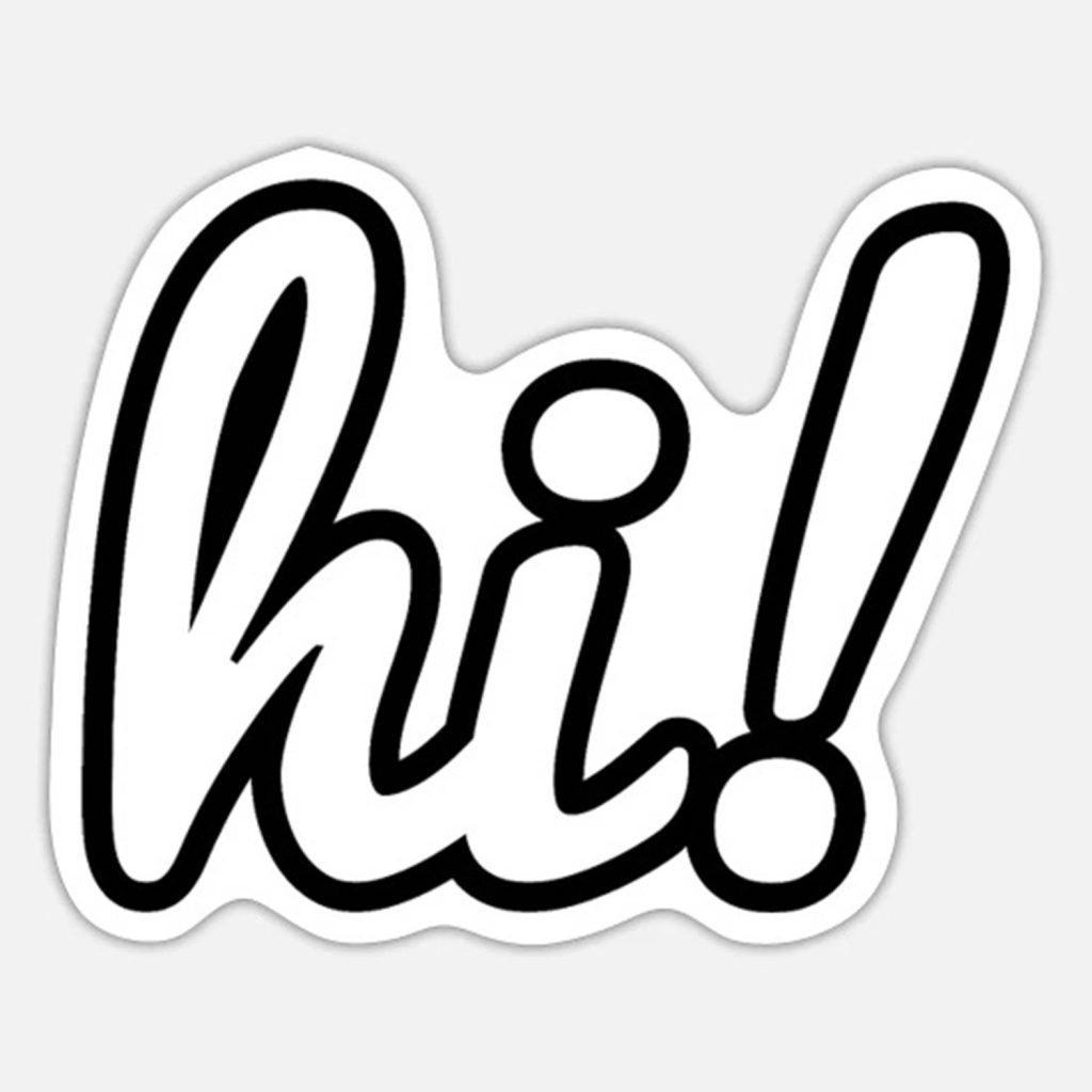 Minimalist wallpaper with bold cursive hi text in white and black outline stylish phone background