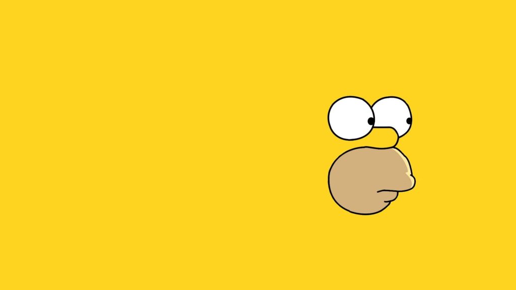 Minimalist Homer Simpson wallpaper with iconic eyes and snout on vibrant yellow background