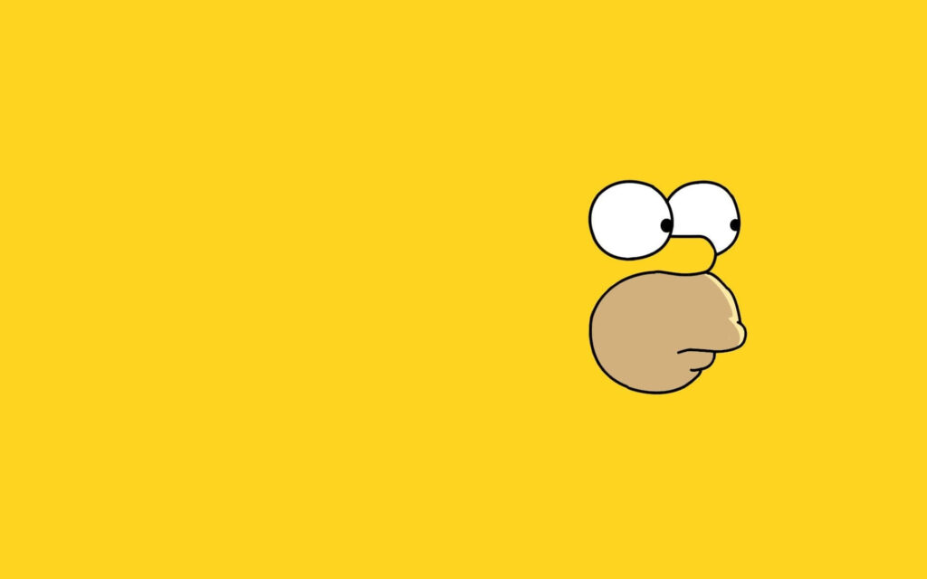 Minimalist Homer Simpson Wallpaper on Bright Yellow Background