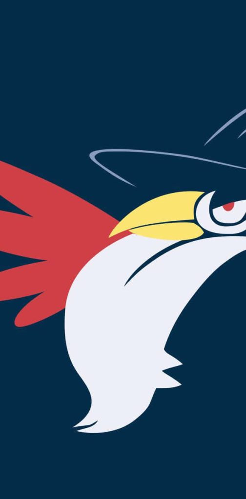 Minimalist Honchkrow vector wallpaper with deep blue background and bold red crest close-up