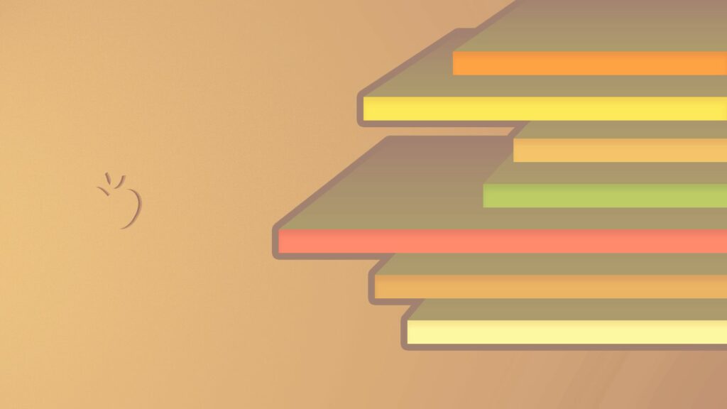 Minimalist 1920x1080 Wallpaper with Colorful Stripes on Muted Orange