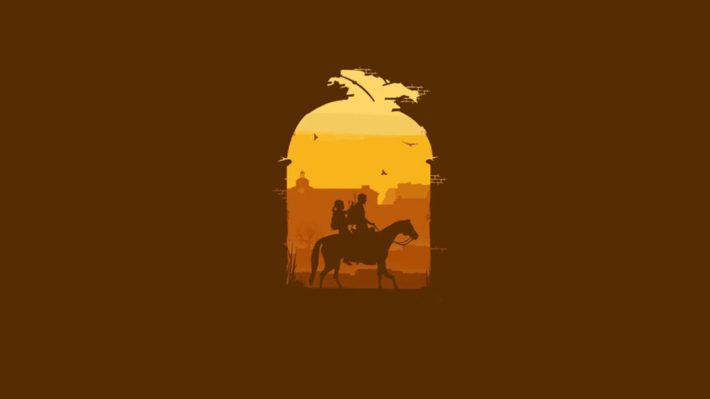 Minimalist Horseback Rider Wallpaper with Sunset Backdrop