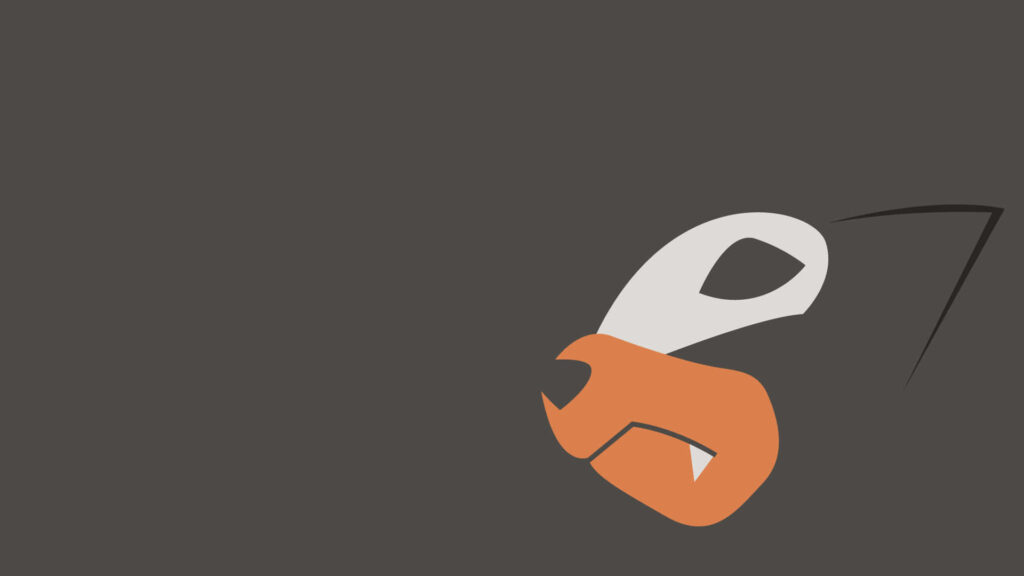 Minimalist Houndour Wallpaper: Striking Gray & Orange Design