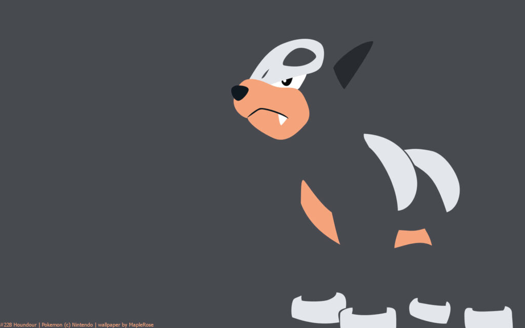 Minimalist Houndour Wallpaper on Gray Background - Sleek Design