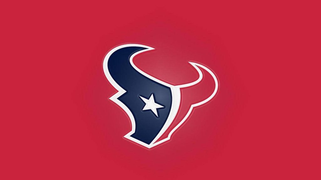 Houston Texans minimalist wallpaper with bull head logo on bold red NFL background