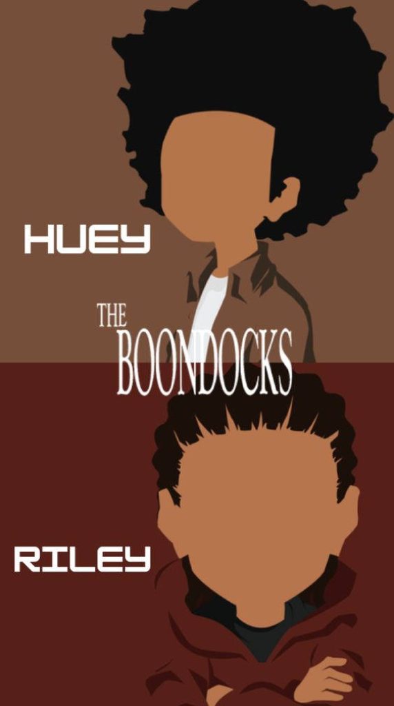 Minimalist vector wallpaper of Huey and Riley Freeman from The Boondocks in two-tone style