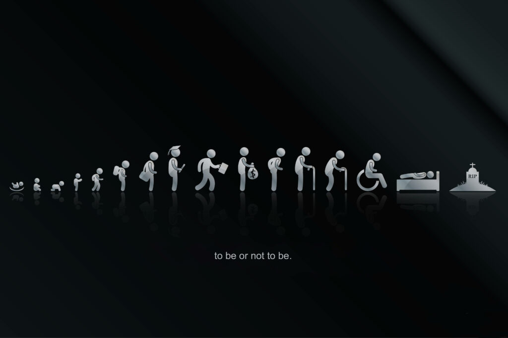 Stages of Life Minimalist Wallpaper: Icons & Contemplation