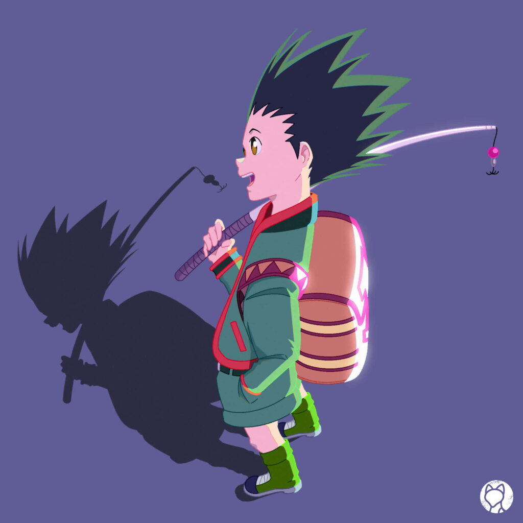 Minimalist Hunter X Hunter Wallpaper: Young Character with Fishing Rod