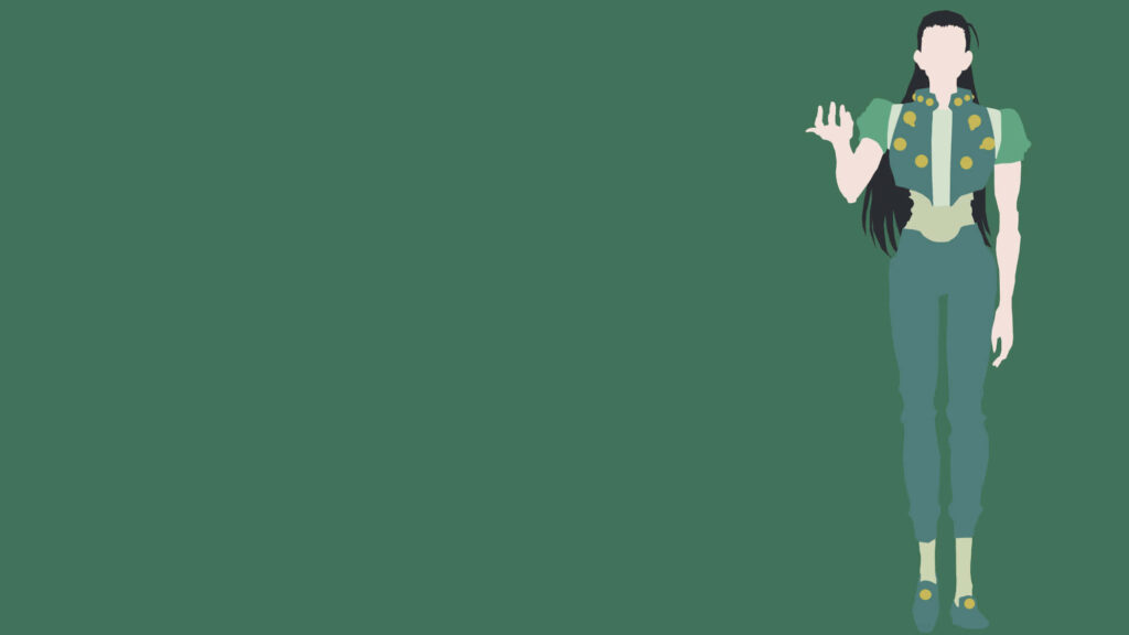Stylized Hunter X Hunter Wallpaper: Minimalist Green Background Design